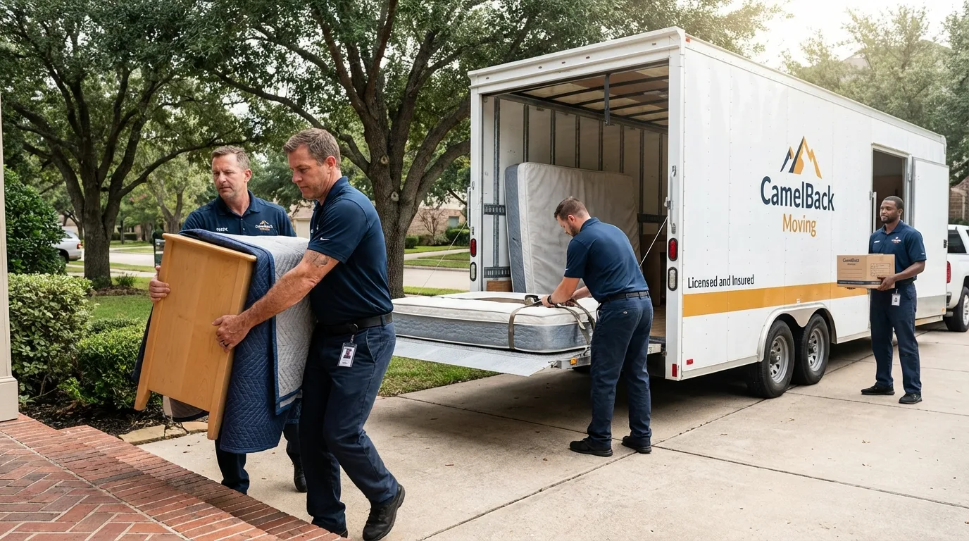 Crew loading residential truck for cross-state move from Gilcrest, CO