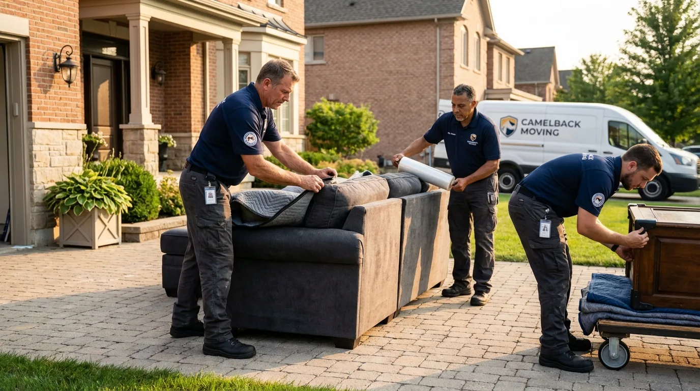 Large estate moving crew wrapping furniture in Gilcrest, CO