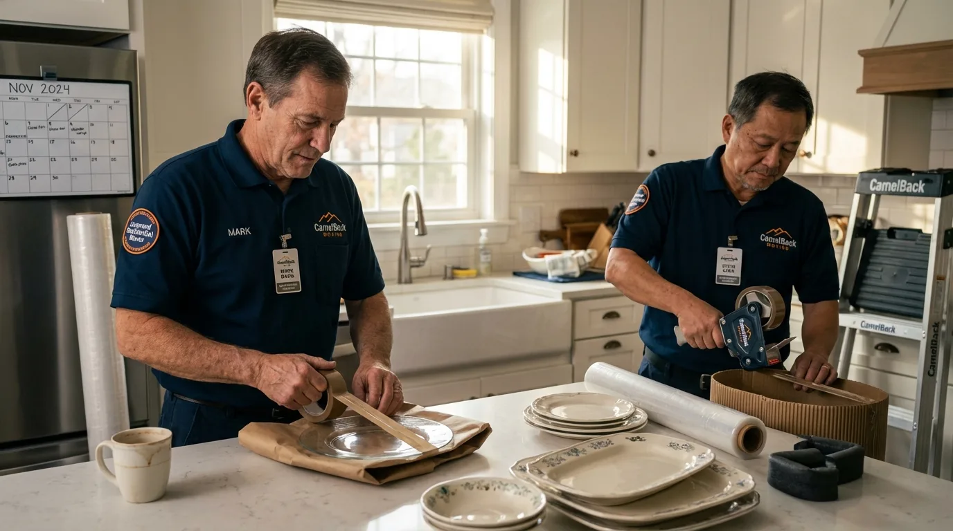 Professional crew packing kitchen dishware in Gilcrest, CO